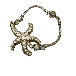 Gold Tone Starfish Bracelet With Magnetic Clasp Unbranded